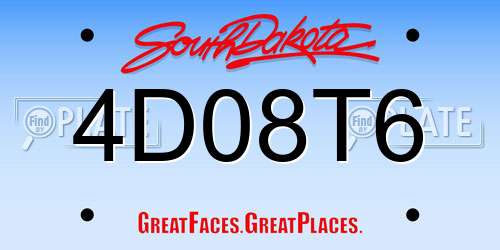 4D08T6 South Dakota License Plate