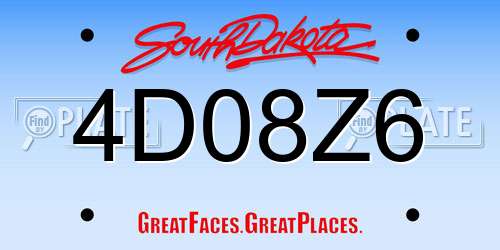4D08Z6 South Dakota License Plate