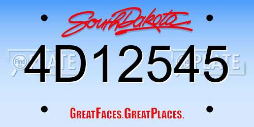 4D12545 South Dakota License Plate