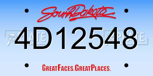 4D12548 South Dakota License Plate