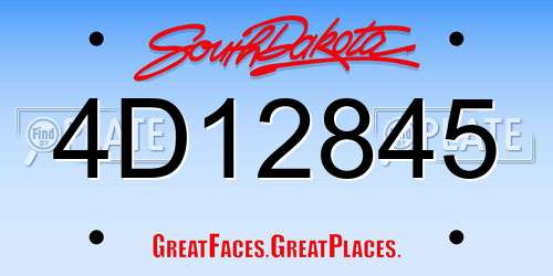 4D12845 South Dakota License Plate