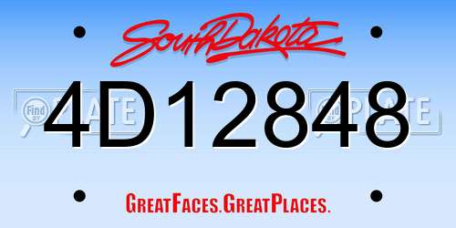 4D12848 South Dakota License Plate