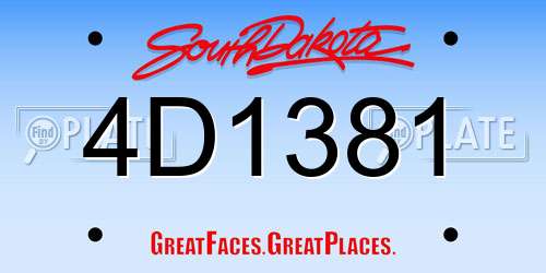 4D1381 South Dakota License Plate
