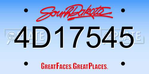 4D17545 South Dakota License Plate