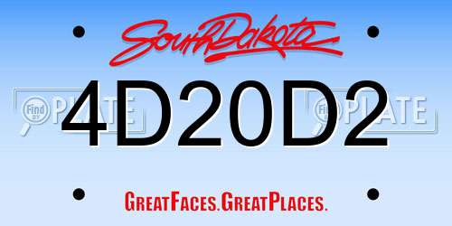 4D20D2 South Dakota License Plate