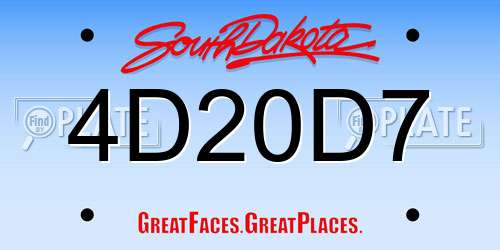 4D20D7 South Dakota License Plate