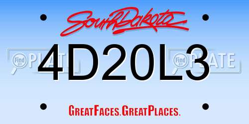 4D20L3 South Dakota License Plate
