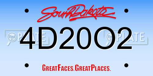 4D20O2 South Dakota License Plate