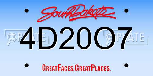 4D20O7 South Dakota License Plate