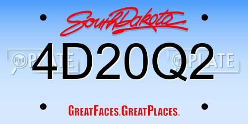 4D20Q2 South Dakota License Plate
