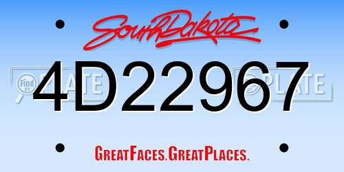 4D22967 South Dakota License Plate