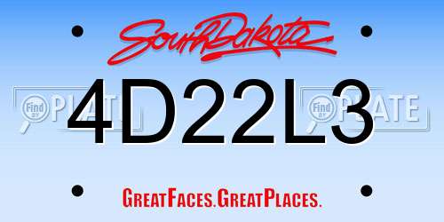 4D22L3 South Dakota License Plate