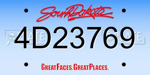 4D23769 South Dakota License Plate