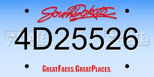 4D25526 South Dakota License Plate