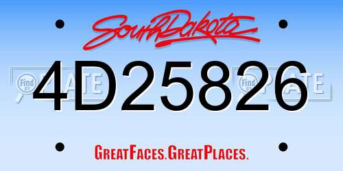 4D25826 South Dakota License Plate
