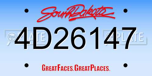 4D26147 South Dakota License Plate
