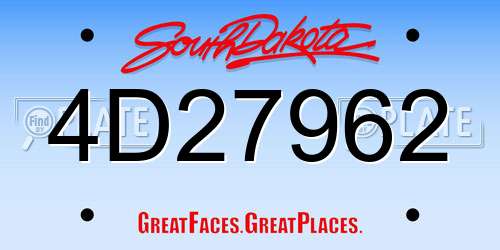 4D27962 South Dakota License Plate