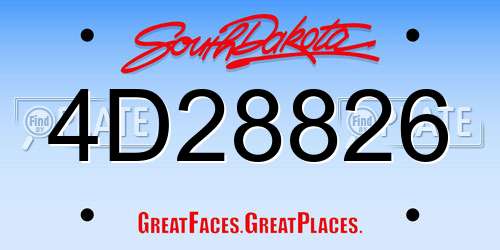 4D28826 South Dakota License Plate