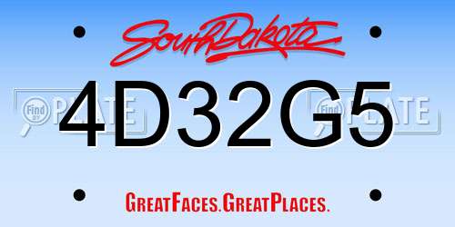 4D32G5 South Dakota License Plate