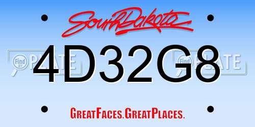4D32G8 South Dakota License Plate