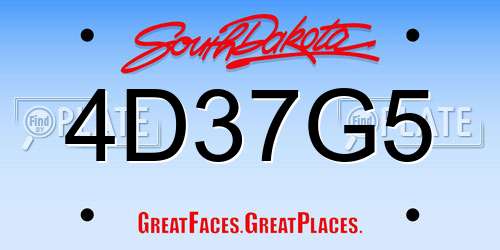 4D37G5 South Dakota License Plate