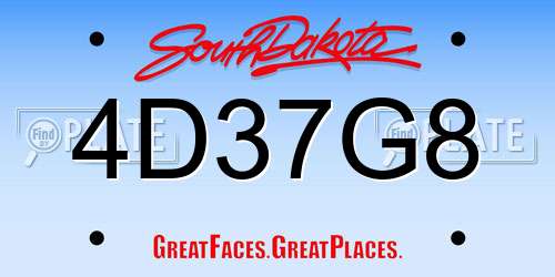 4D37G8 South Dakota License Plate