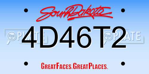 4D46T2 South Dakota License Plate