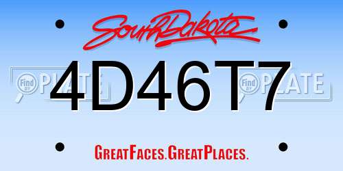 4D46T7 South Dakota License Plate