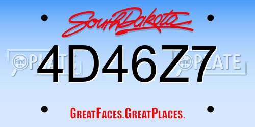 4D46Z7 South Dakota License Plate