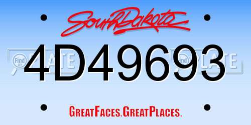 4D49693 South Dakota License Plate