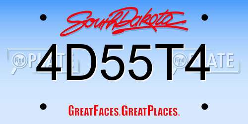 4D55T4 South Dakota License Plate
