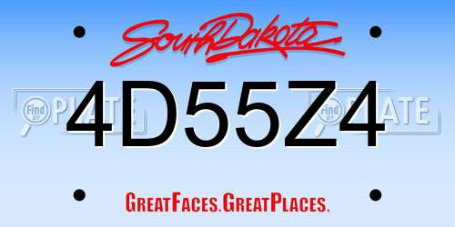 4D55Z4 South Dakota License Plate