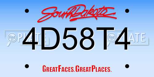 4D58T4 South Dakota License Plate