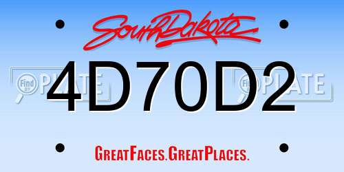 4D70D2 South Dakota License Plate