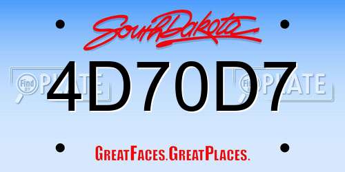4D70D7 South Dakota License Plate