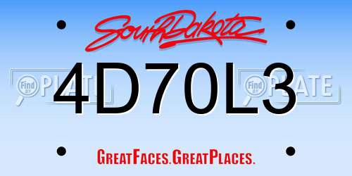 4D70L3 South Dakota License Plate