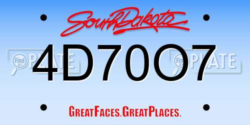 4D70O7 South Dakota License Plate
