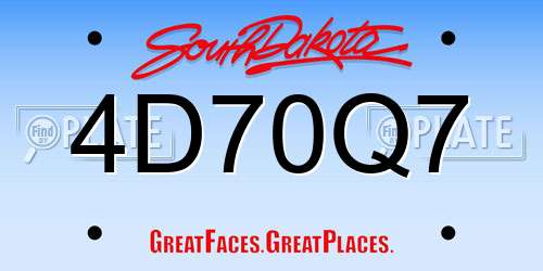 4D70Q7 South Dakota License Plate