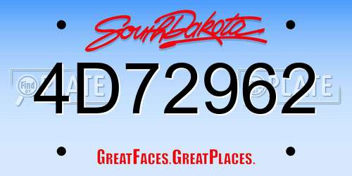 4D72962 South Dakota License Plate
