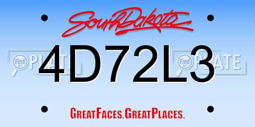 4D72L3 South Dakota License Plate