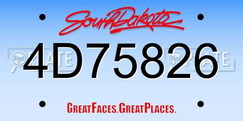 4D75826 South Dakota License Plate