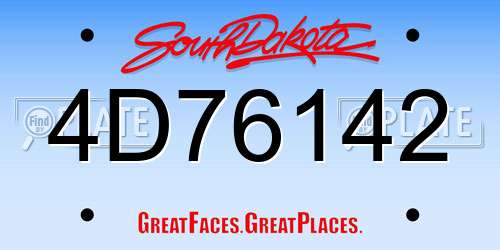 4D76142 South Dakota License Plate