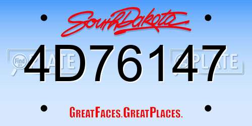 4D76147 South Dakota License Plate