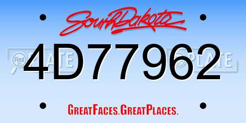 4D77962 South Dakota License Plate