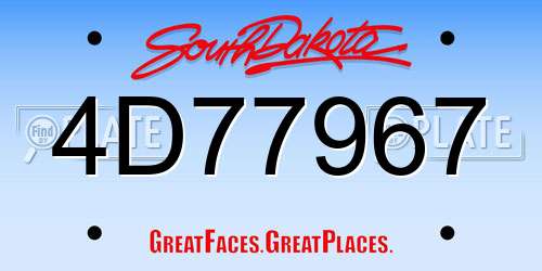 4D77967 South Dakota License Plate