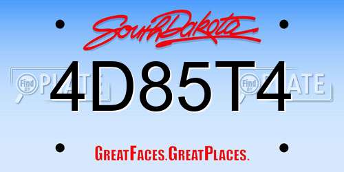 4D85T4 South Dakota License Plate
