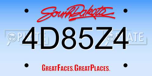 4D85Z4 South Dakota License Plate