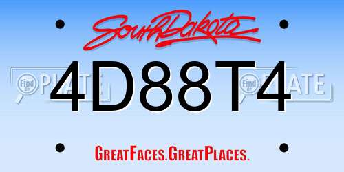 4D88T4 South Dakota License Plate