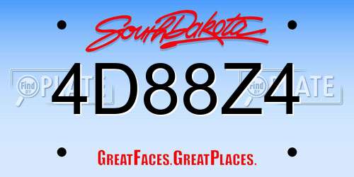 4D88Z4 South Dakota License Plate