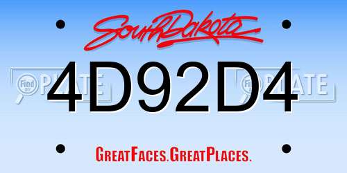 4D92D4 South Dakota License Plate
